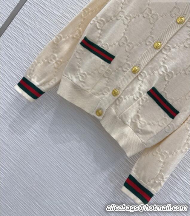 Top Grade Gucci Wool GG Cardigan D100614 Beige 2026