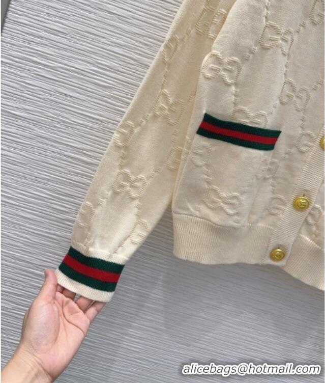 Top Grade Gucci Wool GG Cardigan D100614 Beige 2026