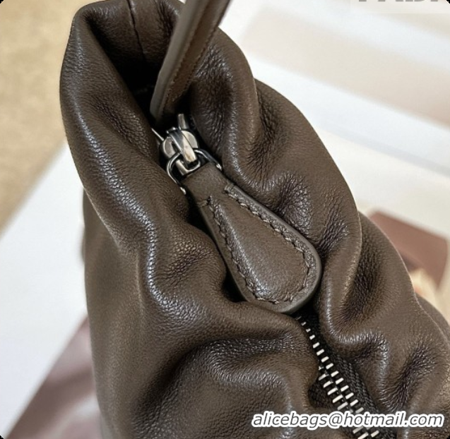 Best Price The Row Large Bourse Shoulder Bag in Nappa Leather 8833 Dark Brown 2026