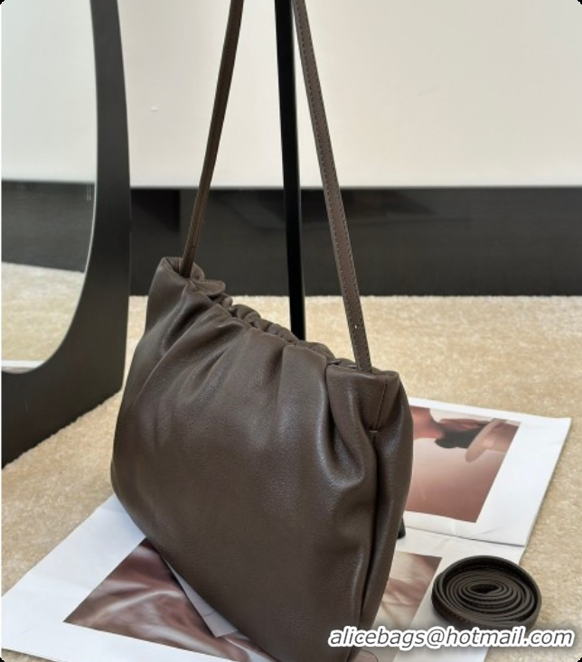 Best Price The Row Large Bourse Shoulder Bag in Nappa Leather 8833 Dark Brown 2026