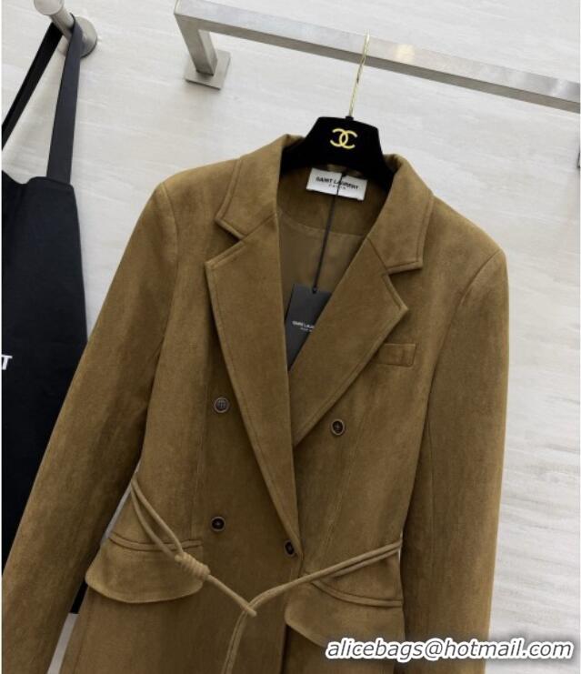 Free Shipping Discount Saint Laurent Suede Jacket S100124 Brown 2026