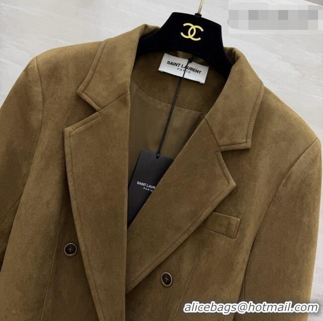 Free Shipping Discount Saint Laurent Suede Jacket S100124 Brown 2026