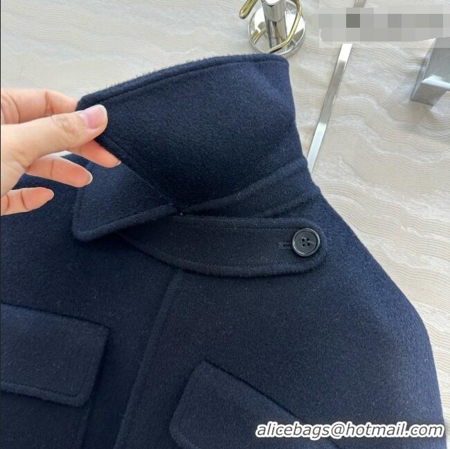 Grade Quality Loro Piana Cashmere Cape Coat LP100140 Blue 2026
