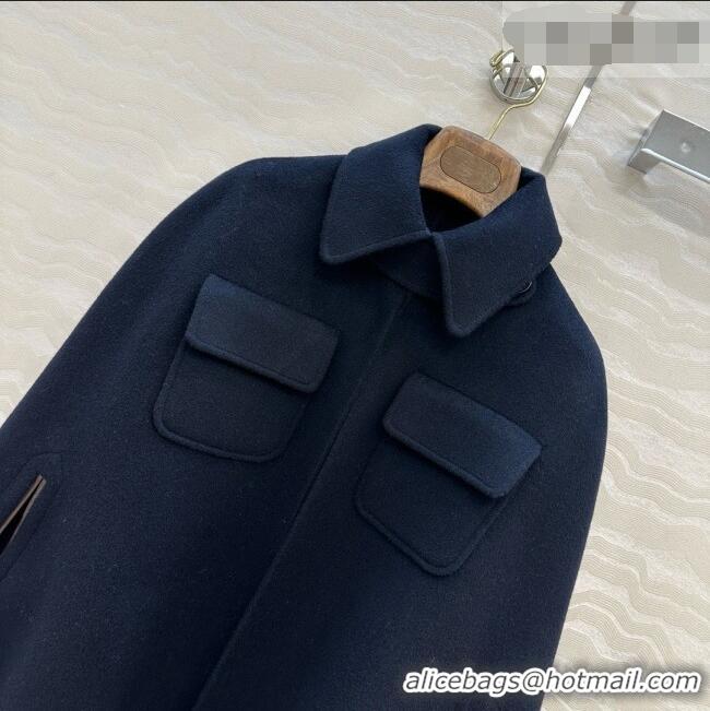 Grade Quality Loro Piana Cashmere Cape Coat LP100140 Blue 2026