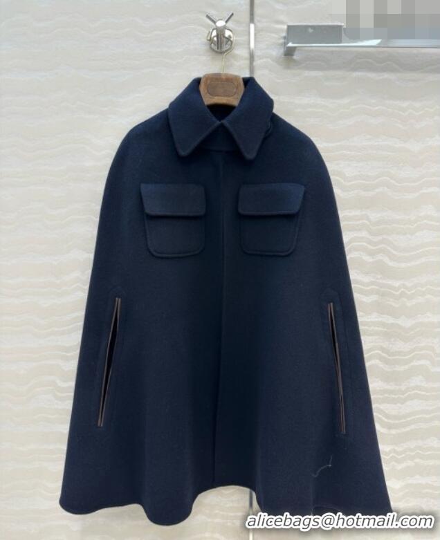 Grade Quality Loro Piana Cashmere Cape Coat LP100140 Blue 2026