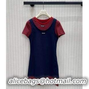 Good Taste Miu Miu Cotton Dress M100141 Red/Blue 2026