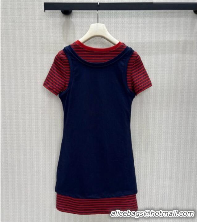 Good Taste Miu Miu Cotton Dress M100141 Red/Blue 2026