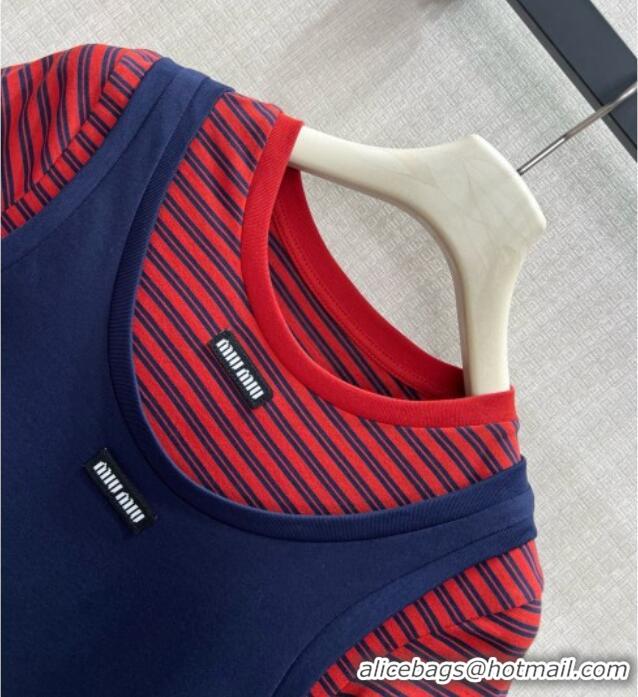 Good Taste Miu Miu Cotton Dress M100141 Red/Blue 2026