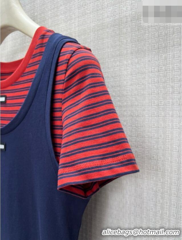 Good Taste Miu Miu Cotton Dress M100141 Red/Blue 2026