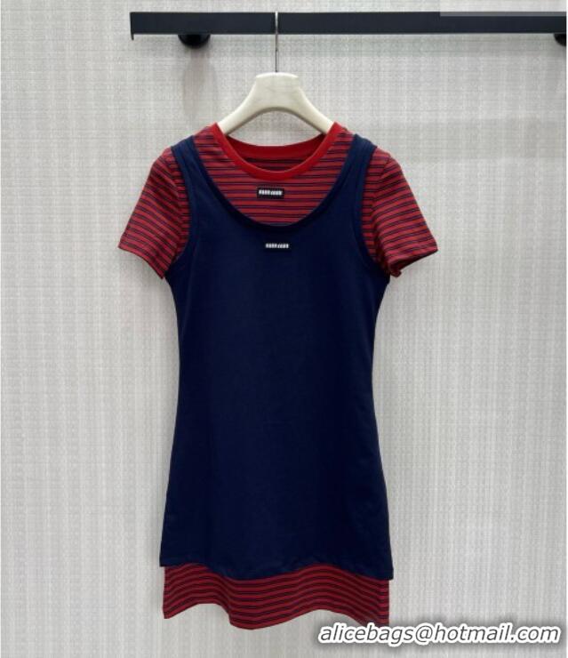 Good Taste Miu Miu Cotton Dress M100141 Red/Blue 2026