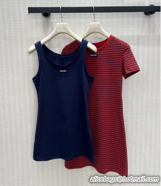 Good Taste Miu Miu Cotton Dress M100141 Red/Blue 2026
