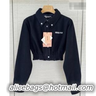 Good Cheapest Miu Miu Fleece Short Jacket M100143 Blue 2026