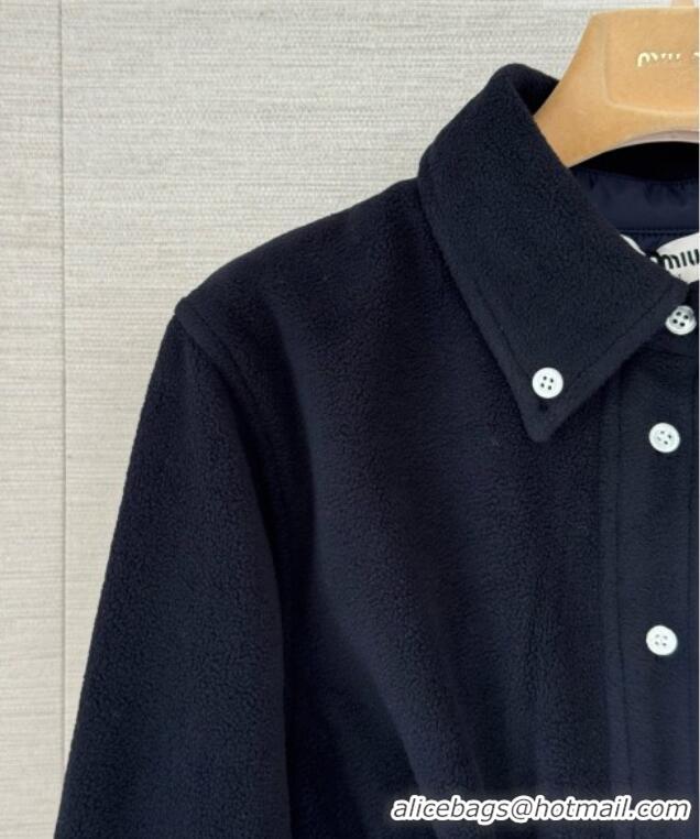 Good Cheapest Miu Miu Fleece Short Jacket M100143 Blue 2026