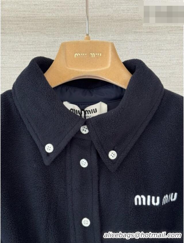 Good Cheapest Miu Miu Fleece Short Jacket M100143 Blue 2026