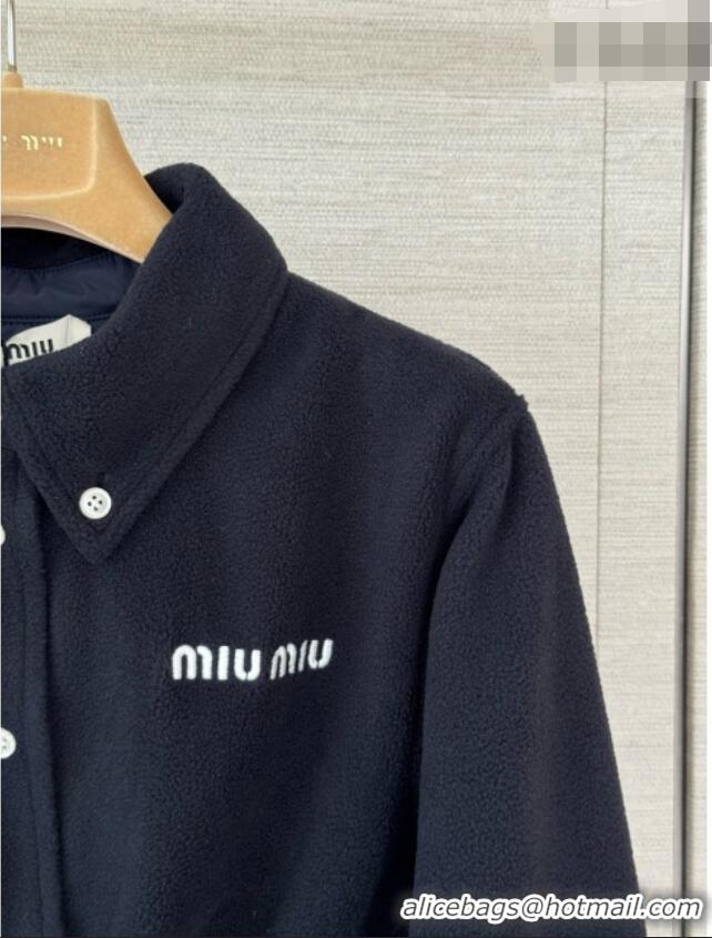 Good Cheapest Miu Miu Fleece Short Jacket M100143 Blue 2026