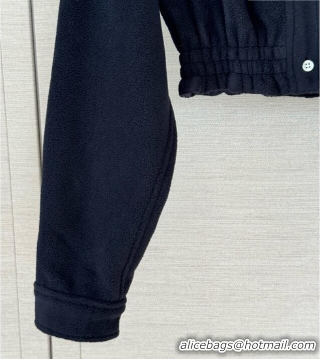Good Cheapest Miu Miu Fleece Short Jacket M100143 Blue 2026