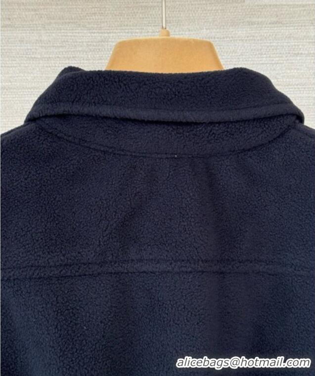 Good Cheapest Miu Miu Fleece Short Jacket M100143 Blue 2026