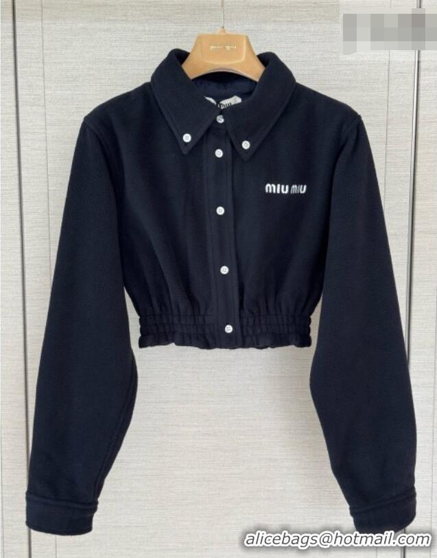 Good Cheapest Miu Miu Fleece Short Jacket M100143 Blue 2026