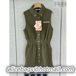 ​Fashion Discount Miu Miu Fleece Dress M100145 Green 2026