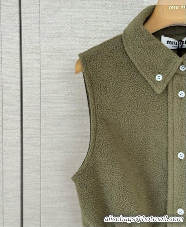 ​Fashion Discount Miu Miu Fleece Dress M100145 Green 2026
