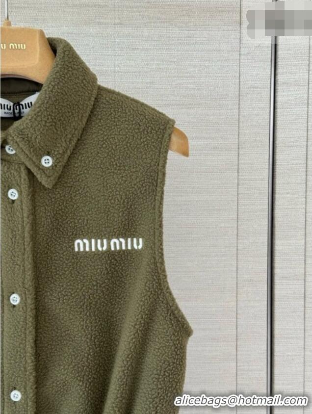 ​Fashion Discount Miu Miu Fleece Dress M100145 Green 2026