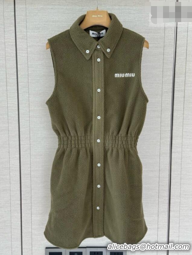 ​Fashion Discount Miu Miu Fleece Dress M100145 Green 2026