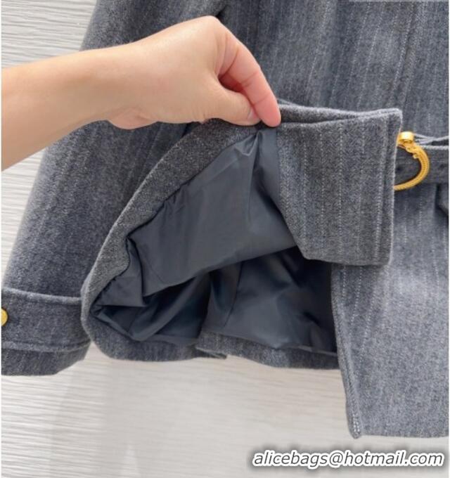 Inexpensive Dior Wool and Cotton Coat with Belt D100611 Grey 2026