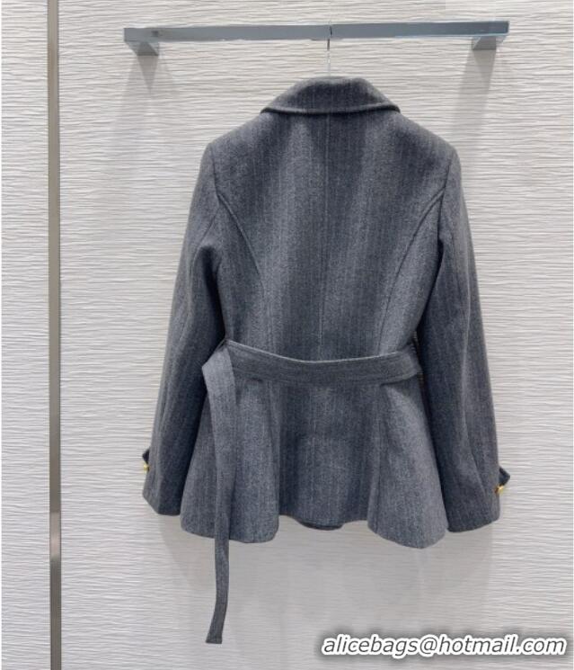 Inexpensive Dior Wool and Cotton Coat with Belt D100611 Grey 2026