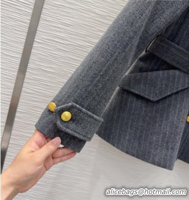 Inexpensive Dior Wool and Cotton Coat with Belt D100611 Grey 2026