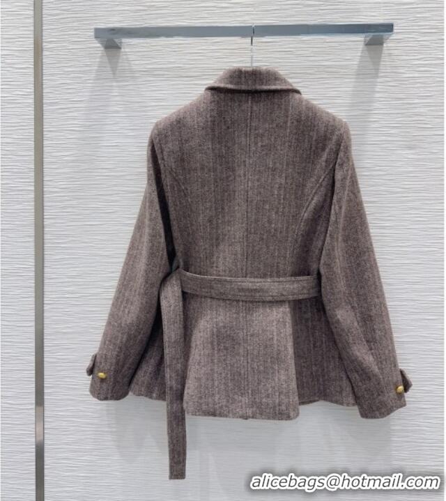 Best Price Dior Wool and Cotton Coat with Belt D100612 Light Brown 2026