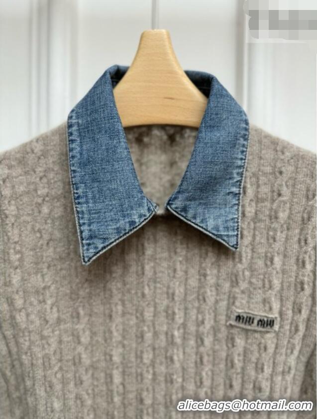 Best Product Miu Miu Wool and Cashmere Sweater M100630 Grey 2026