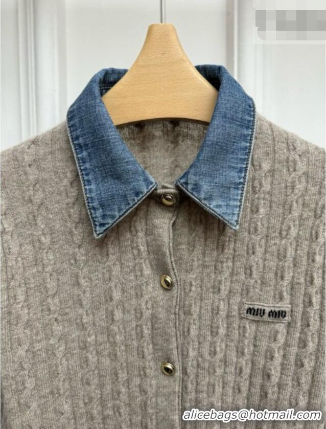 Best Price Miu Miu Wool and Cashmere Sweater M100631 Grey 2026