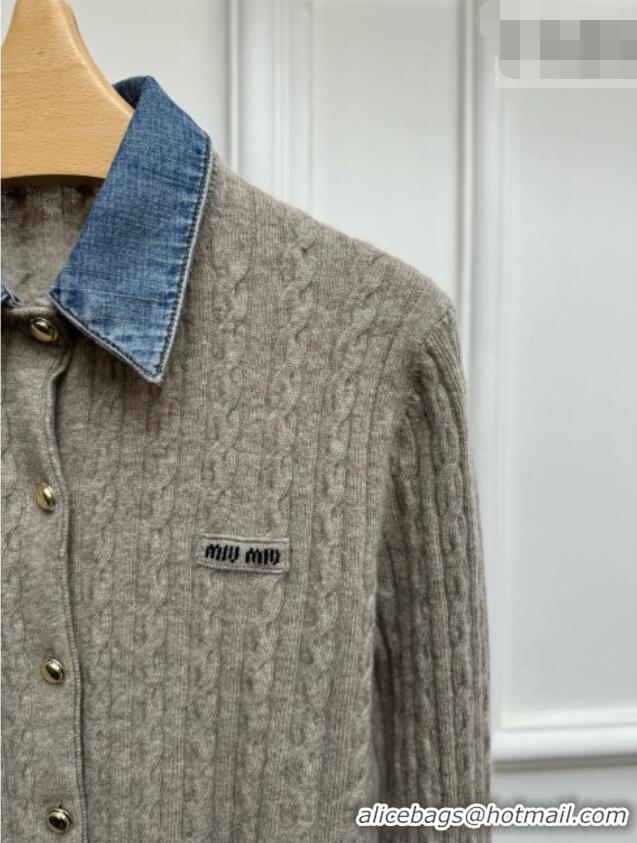 Best Price Miu Miu Wool and Cashmere Sweater M100631 Grey 2026