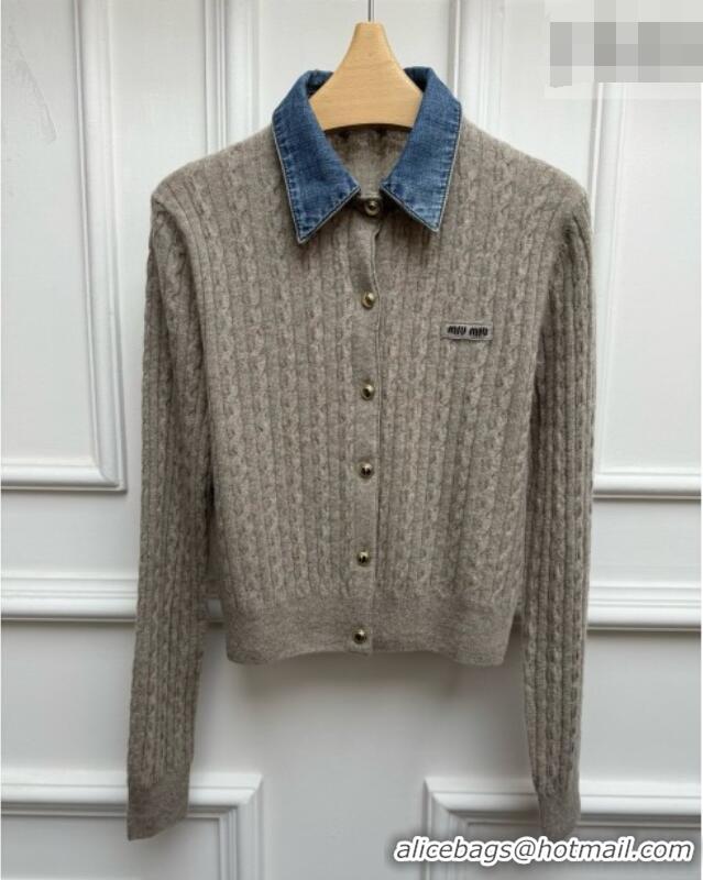 Best Price Miu Miu Wool and Cashmere Sweater M100631 Grey 2026