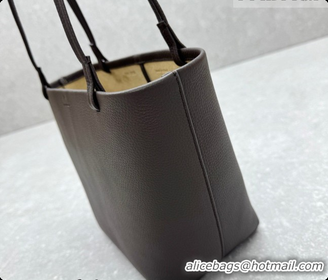 Top Sales The Row Park Tote Three Bag in Grained Leather 1719 Dark Brown 2026