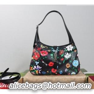 Best Quality Gucci Jackie 1961 medium shoulder bag in Black and multicolor Gucci Flora print nylon 863136 2026