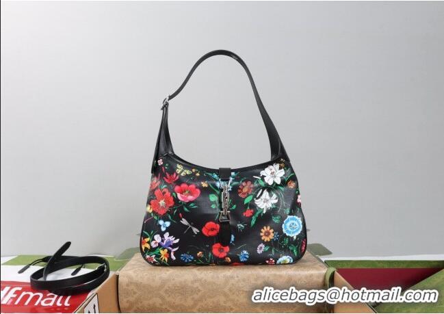 Best Quality Gucci Jackie 1961 medium shoulder bag in Black and multicolor Gucci Flora print nylon 863136 2026