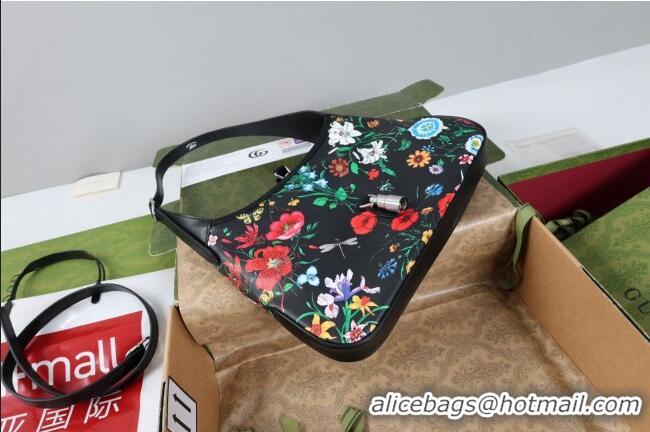 Best Quality Gucci Jackie 1961 medium shoulder bag in Black and multicolor Gucci Flora print nylon 863136 2026