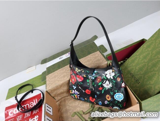 Best Quality Gucci Jackie 1961 medium shoulder bag in Black and multicolor Gucci Flora print nylon 863136 2026