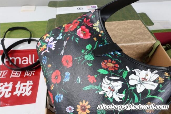 Best Quality Gucci Jackie 1961 medium shoulder bag in Black and multicolor Gucci Flora print nylon 863136 2026