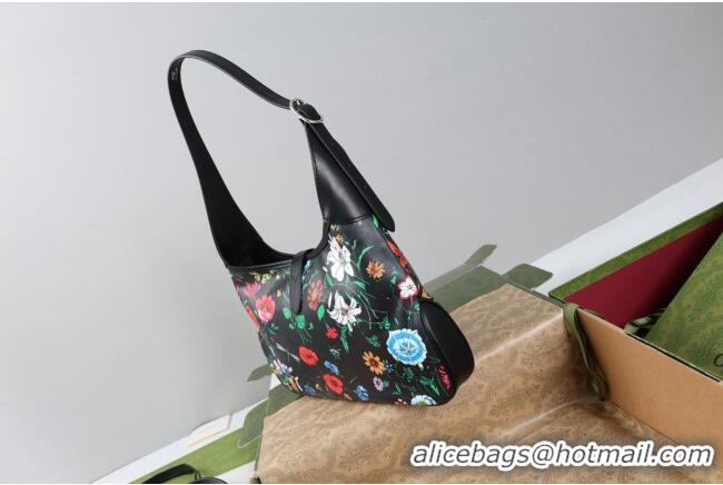 Best Quality Gucci Jackie 1961 medium shoulder bag in Black and multicolor Gucci Flora print nylon 863136 2026