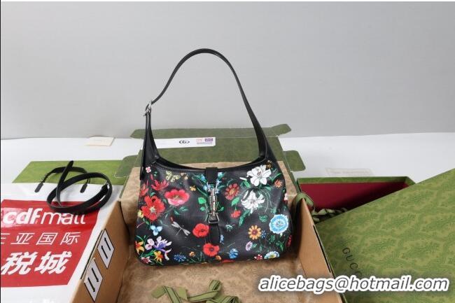 Best Quality Gucci Jackie 1961 medium shoulder bag in Black and multicolor Gucci Flora print nylon 863136 2026