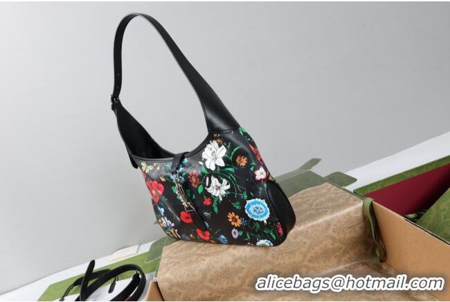 Best Quality Gucci Jackie 1961 medium shoulder bag in Black and multicolor Gucci Flora print nylon 863136 2026
