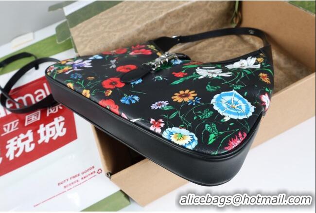 Best Quality Gucci Jackie 1961 medium shoulder bag in Black and multicolor Gucci Flora print nylon 863136 2026