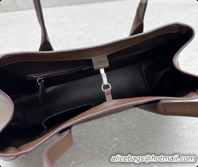Low Price The Row Alger Shoulder Bag in Smooth Leather 1842 Coffee 2026