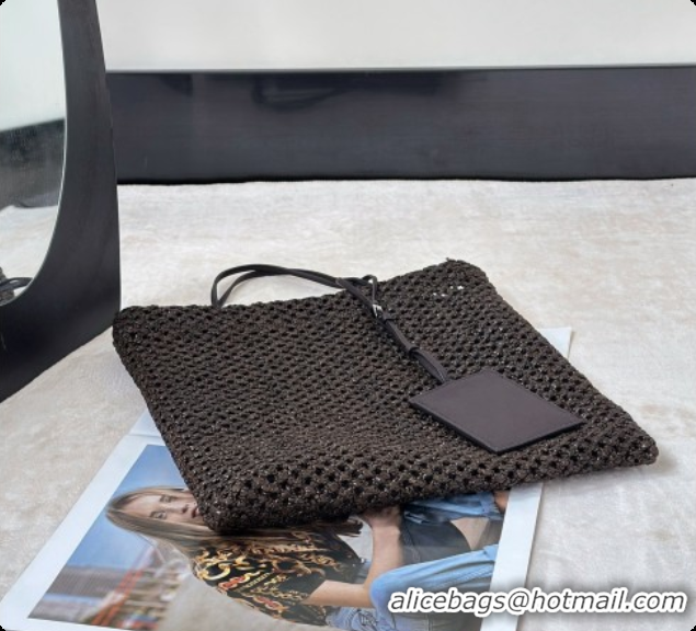 Top Quality The Row Barn Raffia Mini Tote Bag 8873S Dark Brown 2026