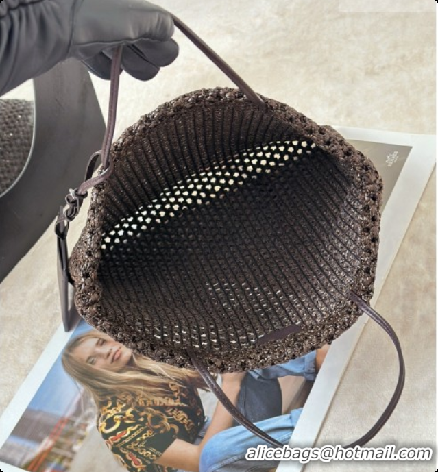 Top Quality The Row Barn Raffia Mini Tote Bag 8873S Dark Brown 2026