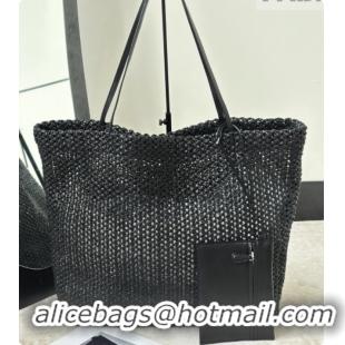 Best Quality The Row Barn Raffia Tote Bag 8873L Black 2026