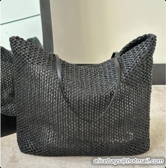 Best Quality The Row Barn Raffia Tote Bag 8873L Black 2026
