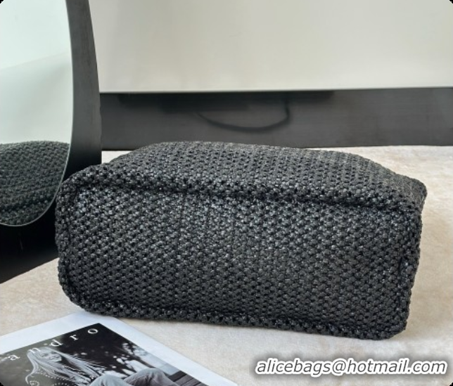 Best Quality The Row Barn Raffia Tote Bag 8873L Black 2026